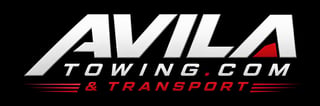 Avila Towing and Transport logo with white text on black background